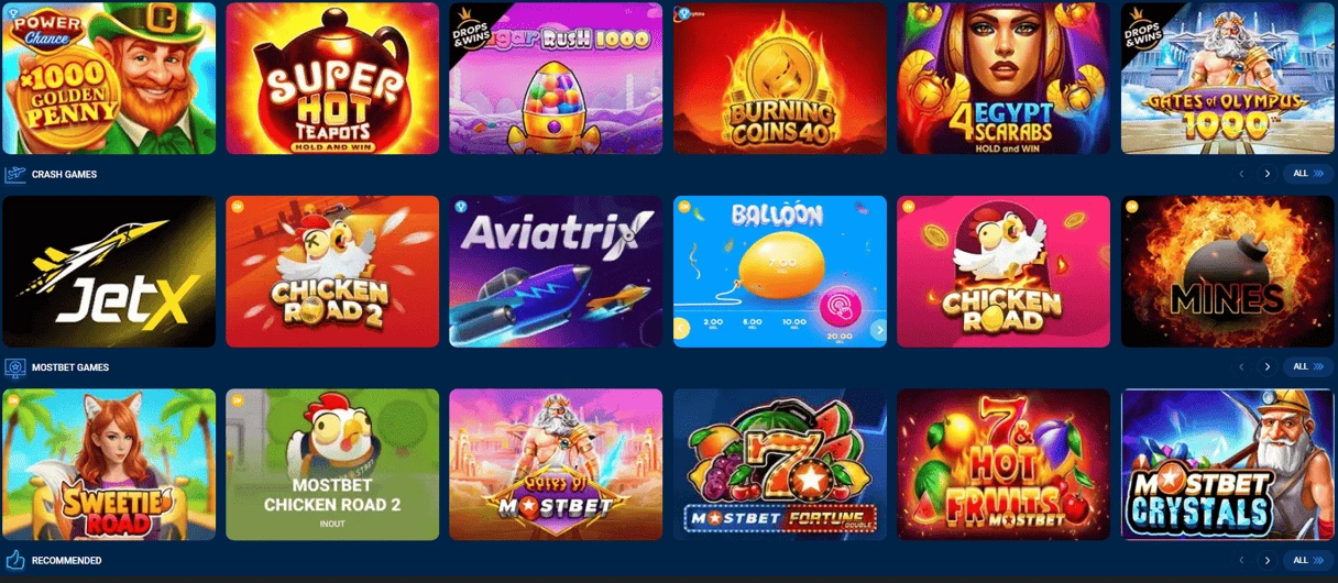 Mostbet Casino Spiele – Slots, Live Casino, Tischspiele